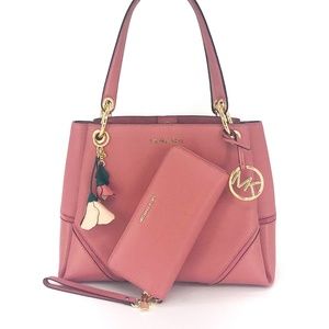 3PCS Michael Kors Nicole Tote Wallet Charms